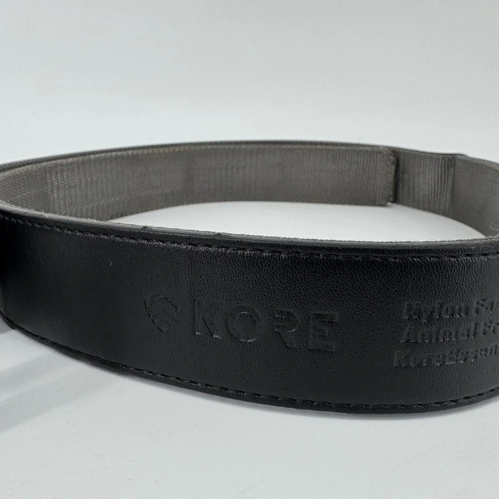 Kore Essentials Mens Ratchet Belt Black Vegan Leather 35 Nylon Gunmetal Buckle